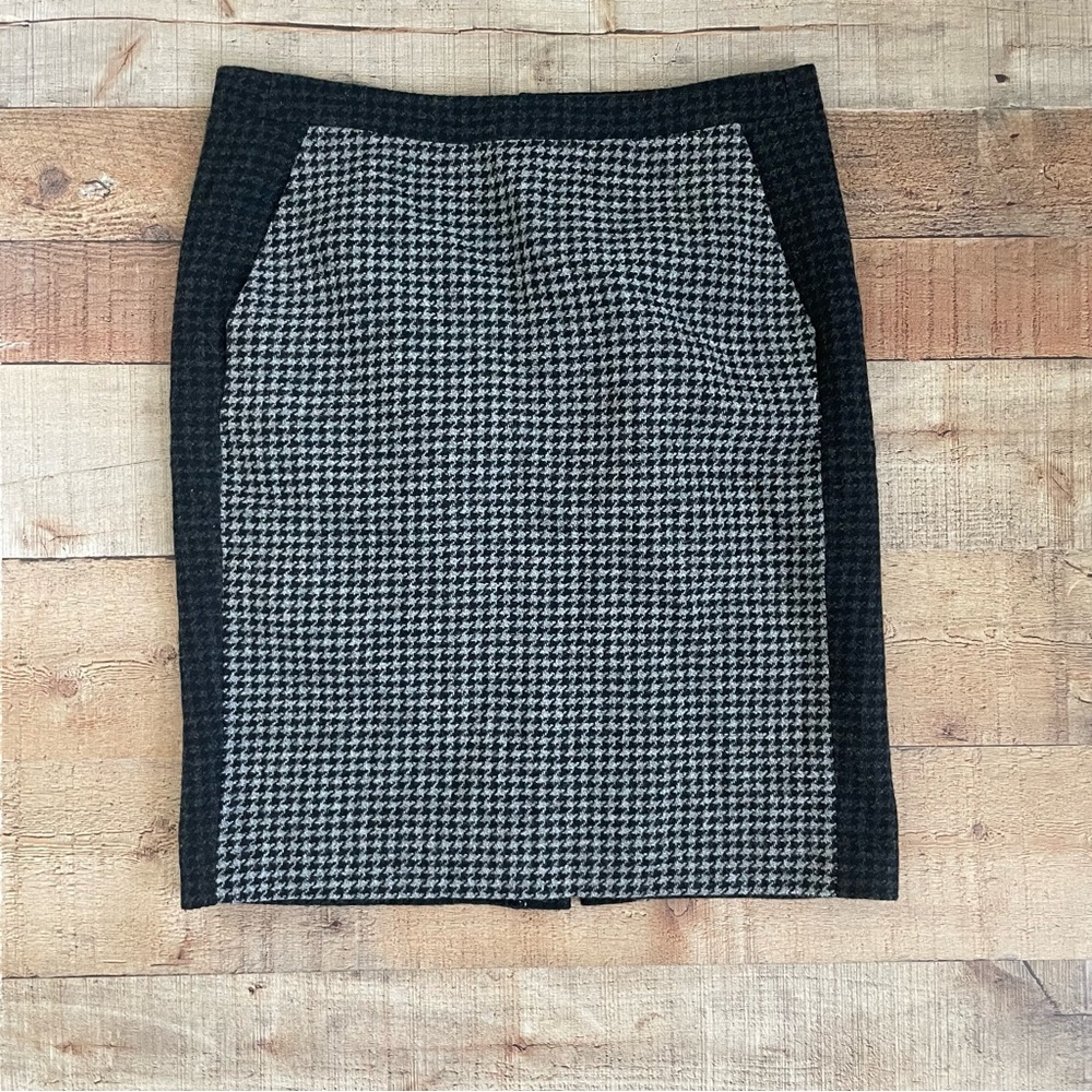 J.Crew Factory the Pencil Skirt Black Houndstooth Wool Size 4